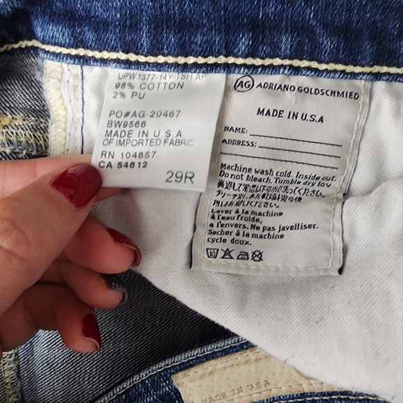 AG Adriano Goldschmied Stevie Ankle Slim Straight Jeans Distressed 29R - Picture 6 of 11